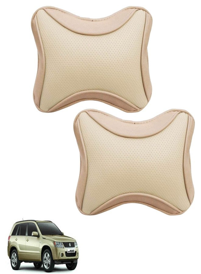 Adroitz Beige Comfortable Leatherette Material Car Cushion Dolphine Shap for Grand Vitara_P98 - Image 1